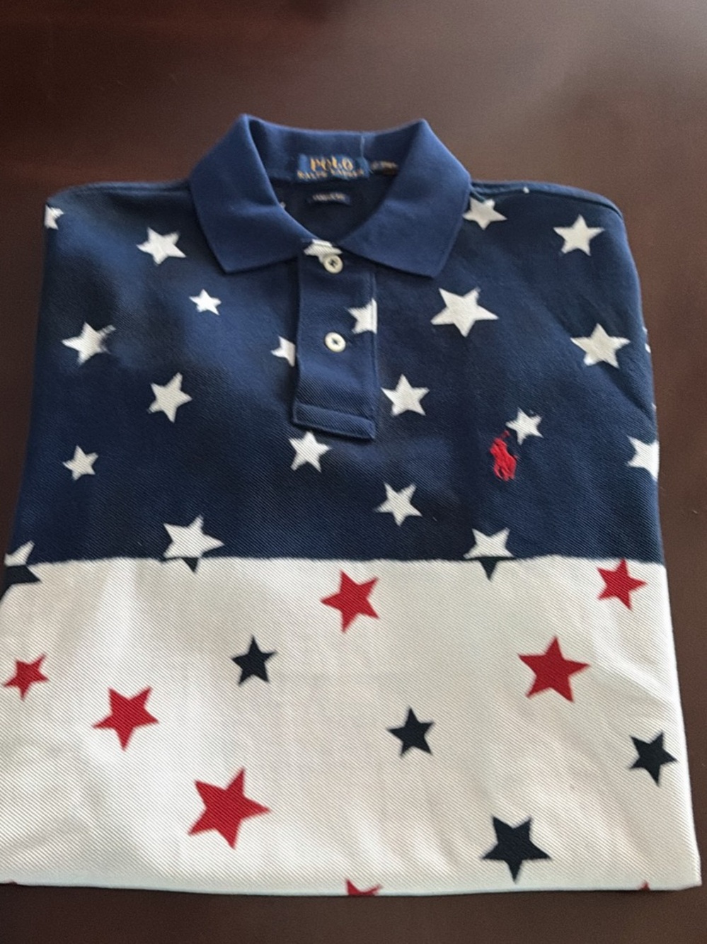 Ralph Lauren Navy, White & Red Star Block Polo
XS